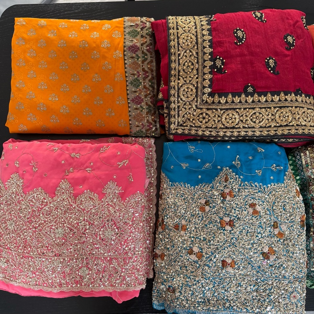 Elegant Multicolor Embroidered Saris